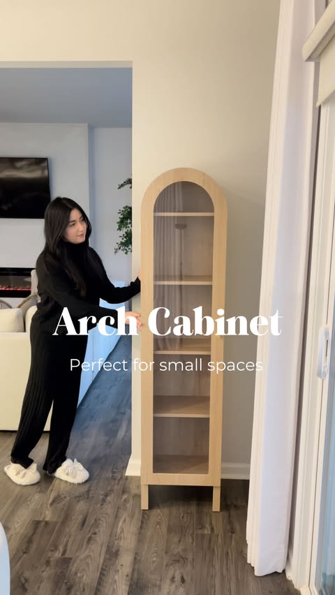 Instagram post by @jeanny.myneutralhome for Giratree. Caption reads: The Perfect Arch Cabinet For Small Spaces! 🤩✨

I....