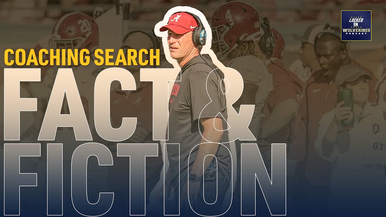 YouTube post by @LockedOnWolverines for Omaha Steaks. Caption reads: DEBUNKED: Michigan Coaching Rumors EXPOSED –....