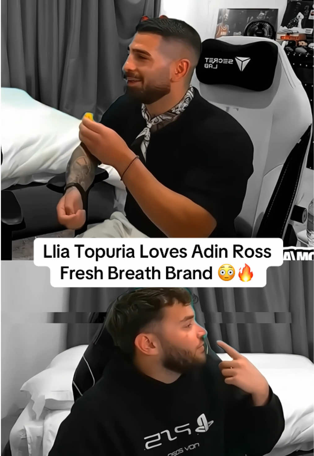 TikTok post by @everyonesuddenlyvoice for Breath Death. Caption reads: [...] Brand #iliatopuria #Adinross #breath....