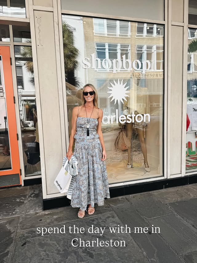 Instagram post by @lwilliamsstyle for Shopbop. Caption reads: What a fun day in Charleston! The Shopbop Popup is....