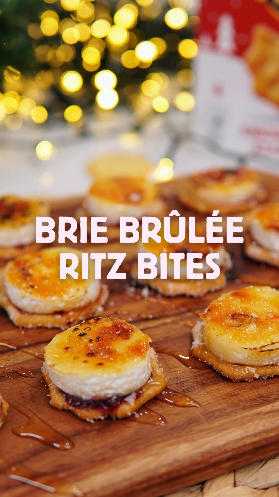Instagram post by @stephthesommelier for RITZ Crackers. Caption reads: Brie Brûlée RITZ Bites ❤️ Easy, festive little....