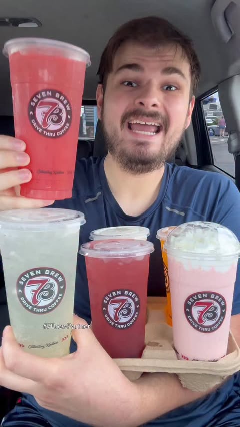 Instagram post by @lukefoods_ for 7 Brew Coffee. Caption reads: #7BrewPartner @7brewcoffee Has A New May Lemonade....