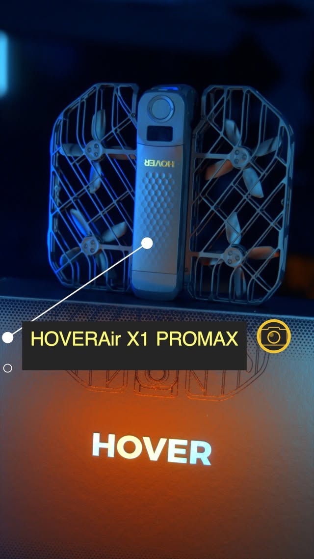 Instagram post by @jbrantv for HOVERAir. Caption reads: HOVERAir X1 ProMax — The Smartest 8K Pocket Drone....