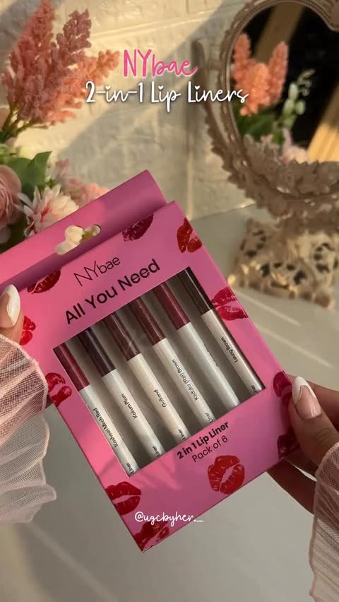 Instagram post by @ugcbyher._ for Purplle. Caption reads: NY-Bae 2-in-1 Lip Liners ( Lip Liner + Lip Crayon....