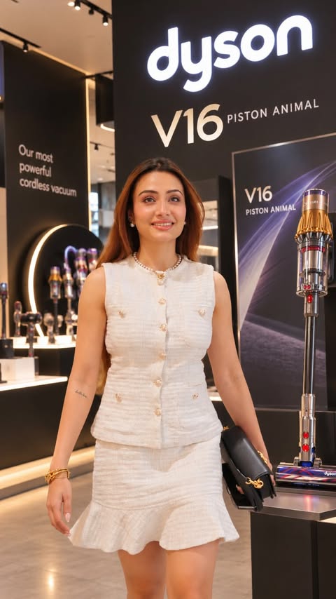 Instagram post by @namrata_parija for Dyson. Caption reads: [...] by innovation✨🖤 Meet the all-new Dyson V16....