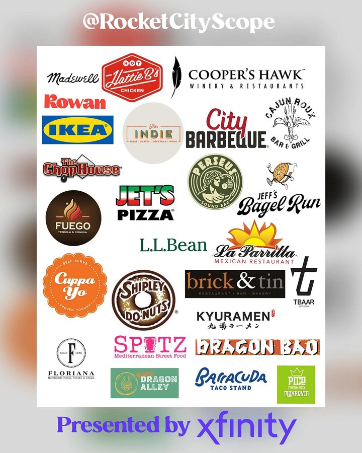 Instagram post by @rocketcityscope for Rowan. Caption reads: Stores and Restaurants coming soon to....