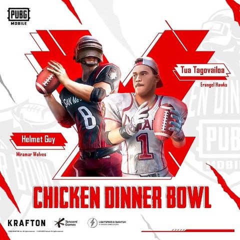 Instagram post by @tuaman for PUBG MOBILE. Caption reads: Getting my game on in the #ChickenDinnerBowl with....