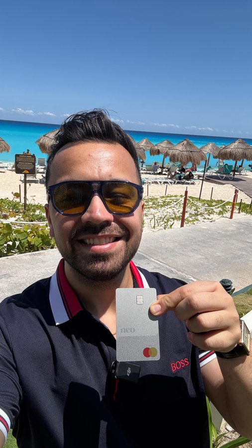 Instagram post by @connectparul for Neo Financial. Caption reads: ✈️ I was in Cancun last week— but this video isn’t....