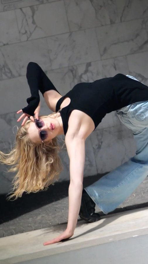 Instagram post by @isobel_kinnear for Marcolin. Caption reads: Dancing in sunglasses isn’t easy as it seems 👀 ....