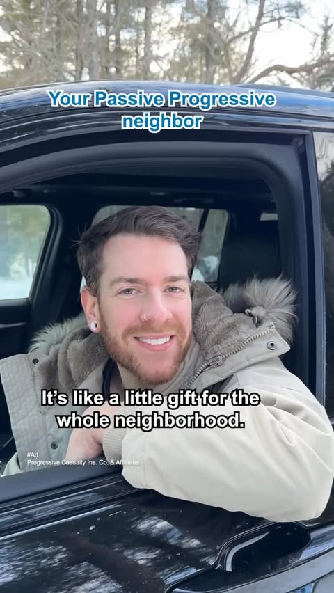 Instagram post by @hellomynamesjon for Progressive Insurance. Caption reads: #ad Passive smile. Active savings. @progressive.