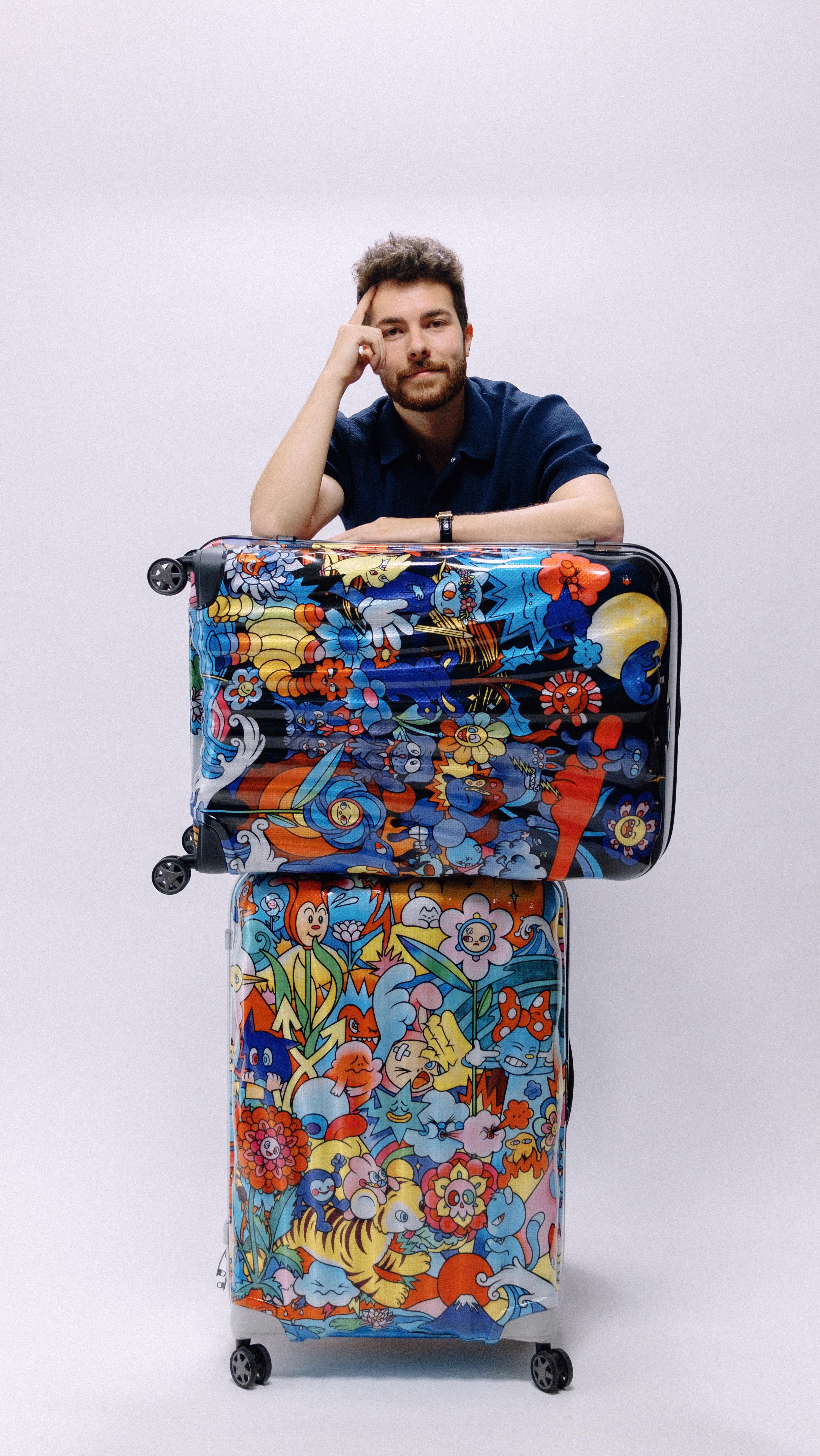 Instagram post by @vexx for SAMSONITE. Caption reads: I teamed up with @mysamsonite to create two bold....