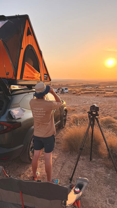 Instagram post by @advanturemagazine for Dacia. Caption reads: [...] Slept in my @tentbox Drove there in my....