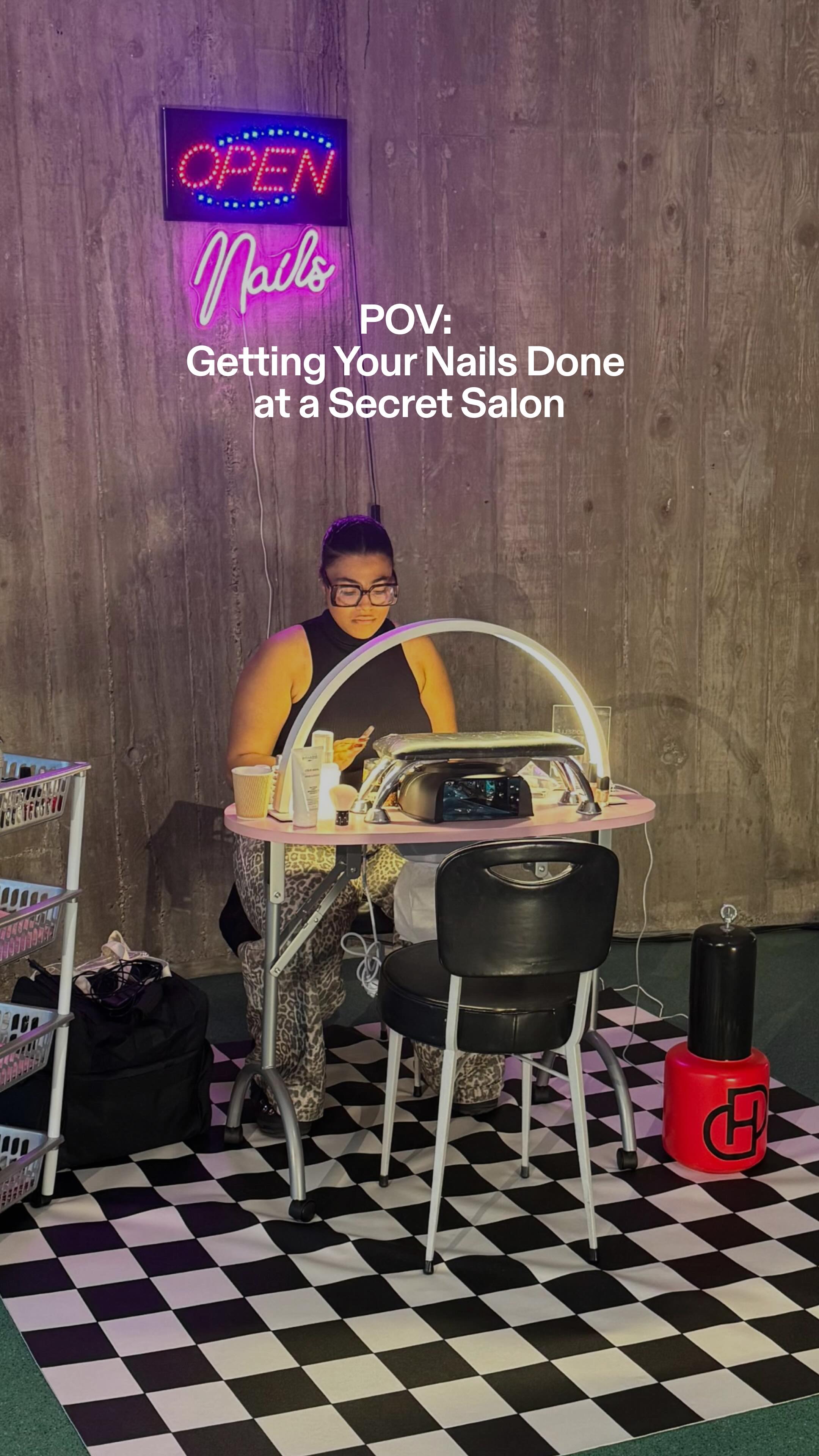 Instagram post by @ashantea for GOAT. Caption reads: Stepping into D’heygere’s hidden beauty bar 👀....