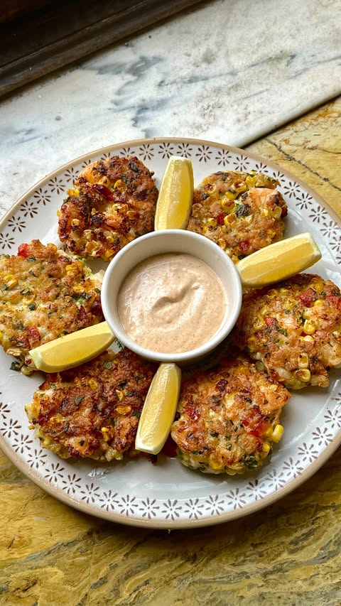 Instagram post by @pierceabernathy for NYT Cooking. Caption reads: Shrimp cakes with smoked paprika aioli. My latest....