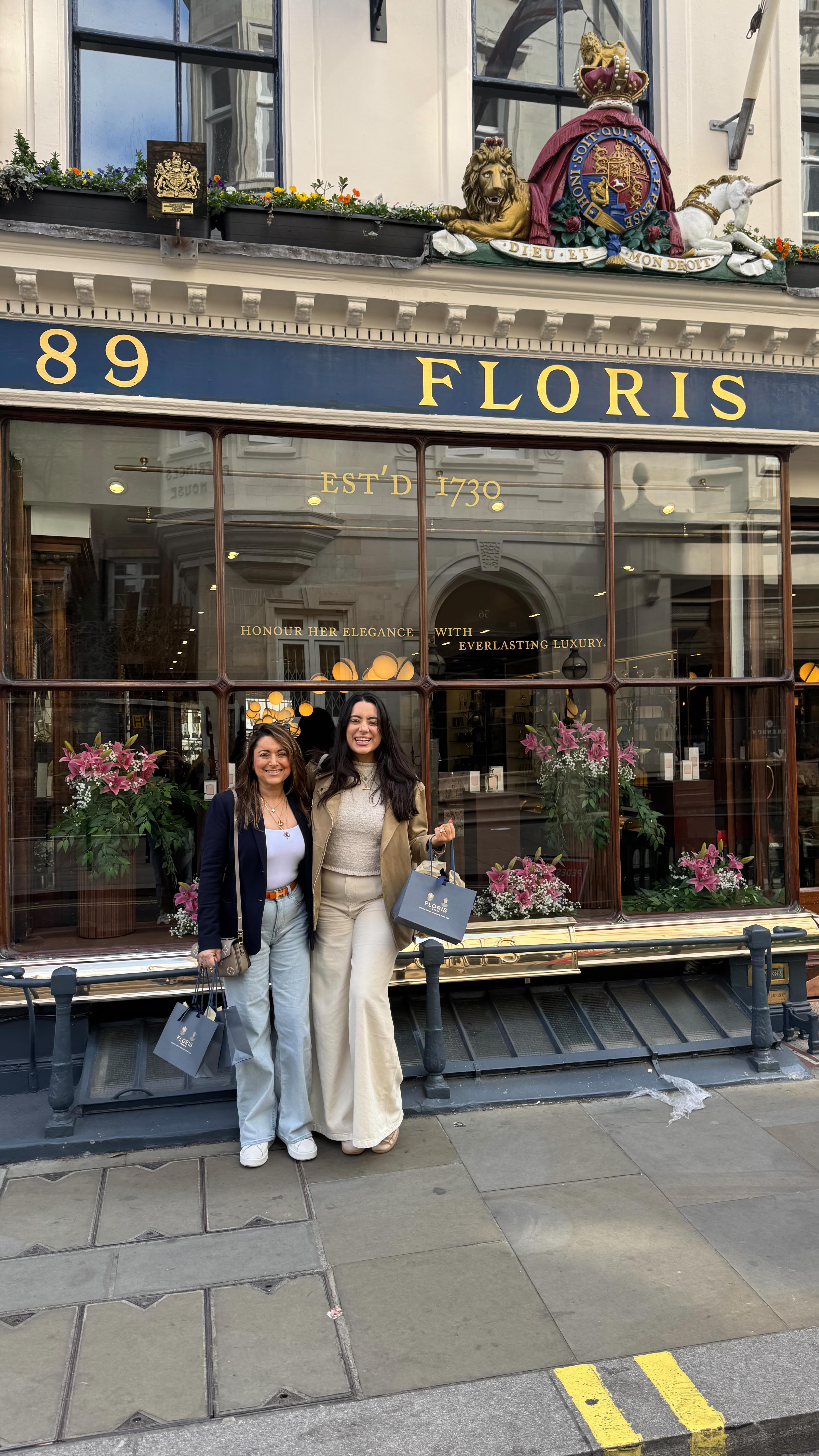 Instagram post by @gabriellamccoy for Floris London. Caption reads: [...] spent at England’s oldest perfumer,....