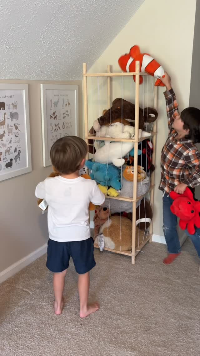 Instagram post by @amanda_lifewithlittles for SpaceAid. Caption reads: This @spaceaid_official stuffed animal organizer....
