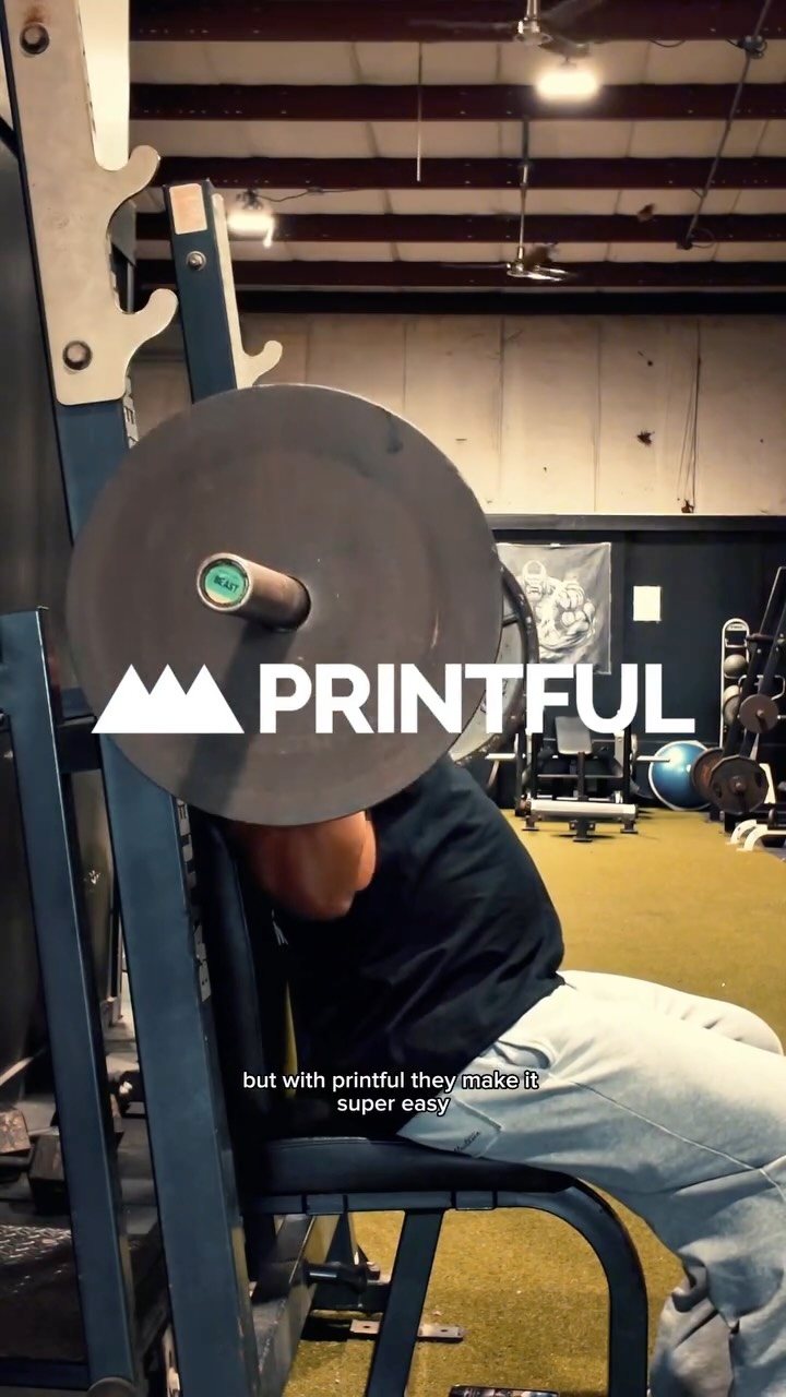 Instagram post by @braxsino for Printful. Caption reads: 💪🏾 Focus more on getting fit rather than crying....