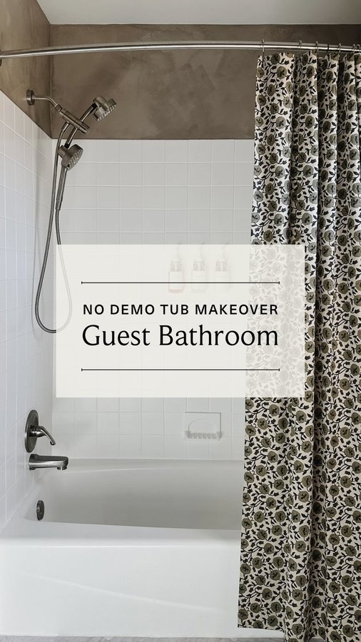 Instagram post by @phlippingourhome for Delta Faucet. Caption reads: No Demo Tub Makeover? Yes please! 

Tile and Tub....