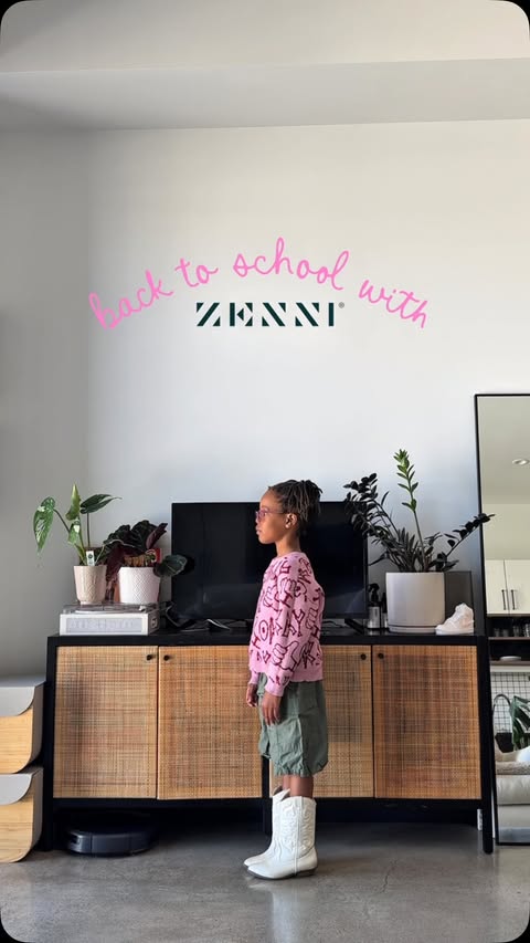 Instagram post by @carolinekayere for Zenni. Caption reads: [...] More™ blue light filtering lenses from....