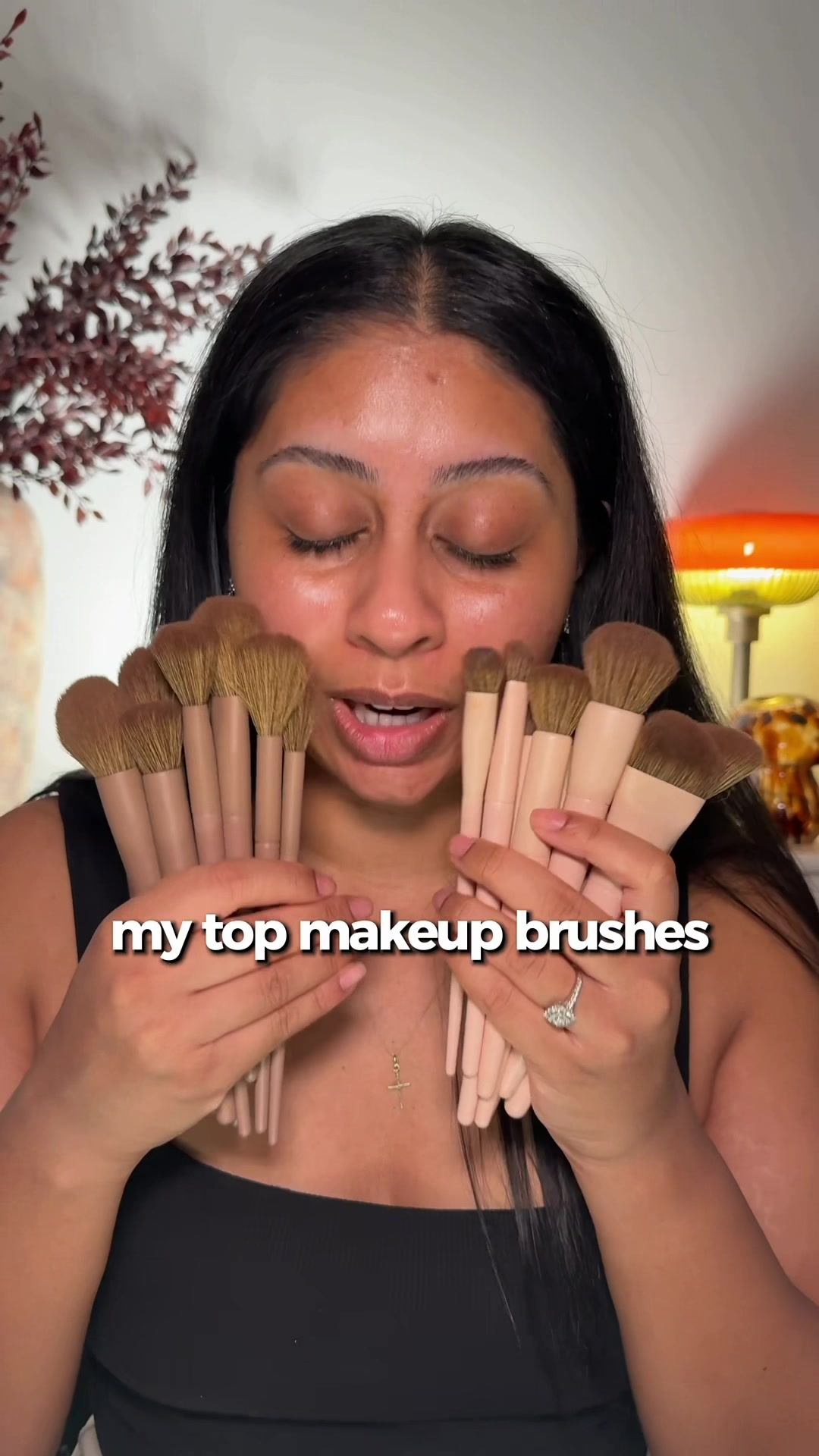 TikTok post by @anousshkaaa for HNB Cosmetics. Caption reads: @HNB Cosmetics makeup brushes are BY FAR my fave!....