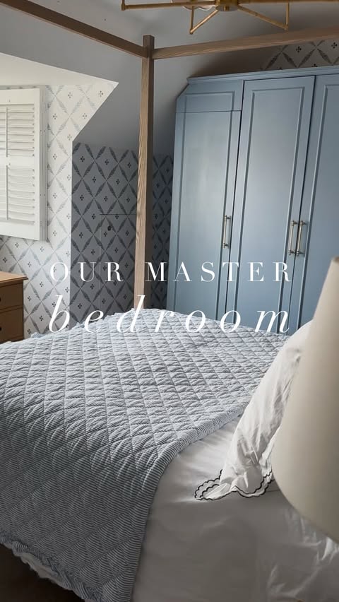Instagram post by @stripesinthecity for Benjamin Moore. Caption reads: [...] the wardrobes in Glace Bay CC-814 by....