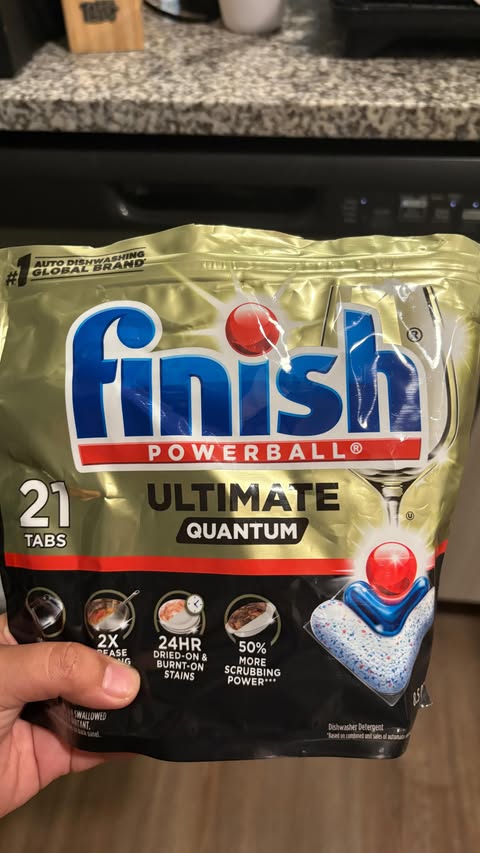 Instagram post by @tefamadero for Finish. Caption reads: ✨ Say hello to spotless dishes with Finish....