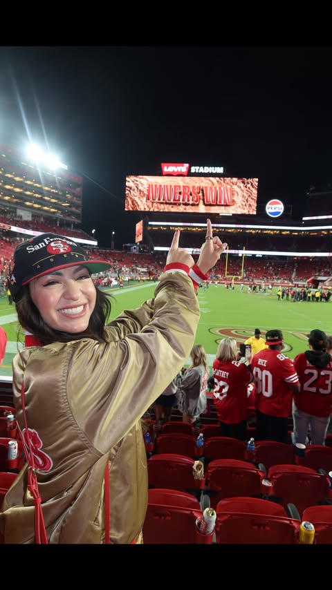 Instagram post by @nissa_mariah7 for Fanatics. Caption reads: Always the best @49ers gifts from @fanatics ❤️‍🔥....