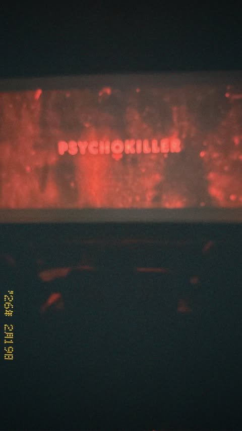 Instagram post by @therealhollyw00d for AMC Theatres. Caption reads: Psycho Killer Movie REVIEW #psychokillermovie #amc....
