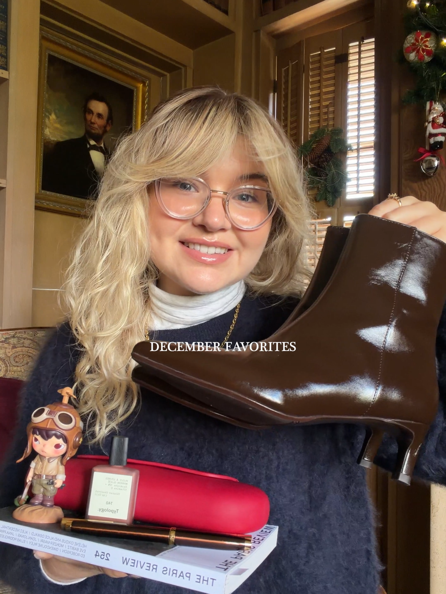 TikTok post by @catherinedewarr for Typology. Caption reads: these are my december favorites! @sezane....