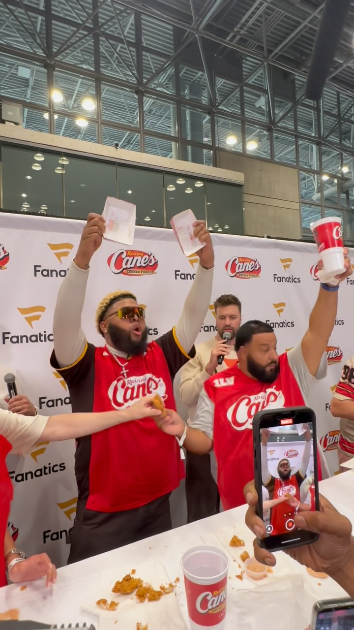 Instagram post by @djkhaled for Raising Cane's. Caption reads: Bless up @fanaticsfest @michaelrubin thank you for....