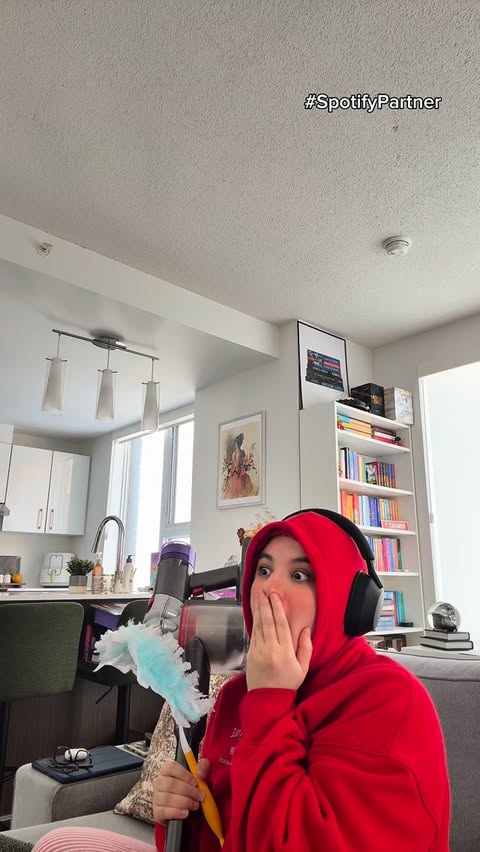 Instagram post by @salmaslibrary_ for Spotify. Caption reads: audiobook girlies 🤝🏽 productivity....