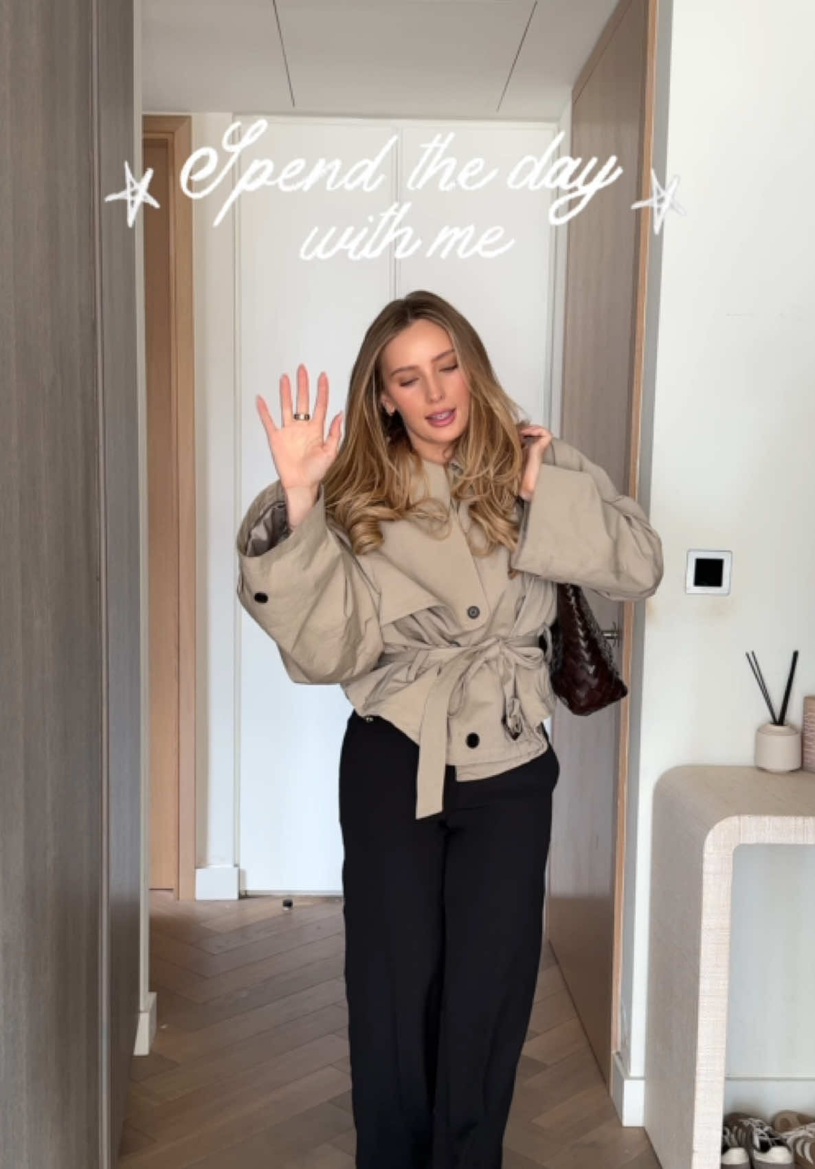 TikTok post by @meg.ofitness for The Frankie Shop. Caption reads: ad lil nail vlog✌🏼 fit check: @The Frankie Shop....