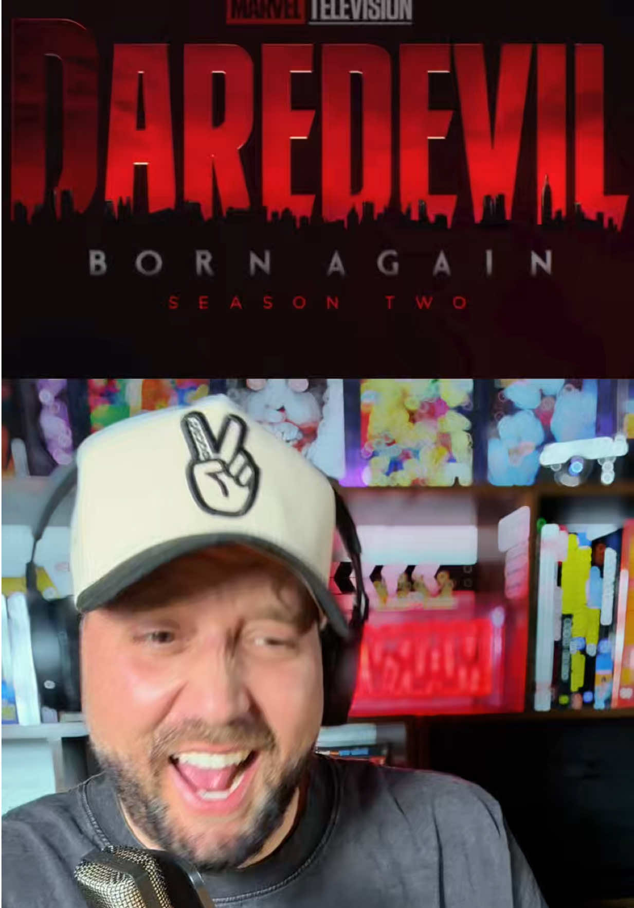 TikTok post by @beyond.comix for Marvel. Caption reads: [...] trailer with me. #daredevil @Disney+ @Marvel....