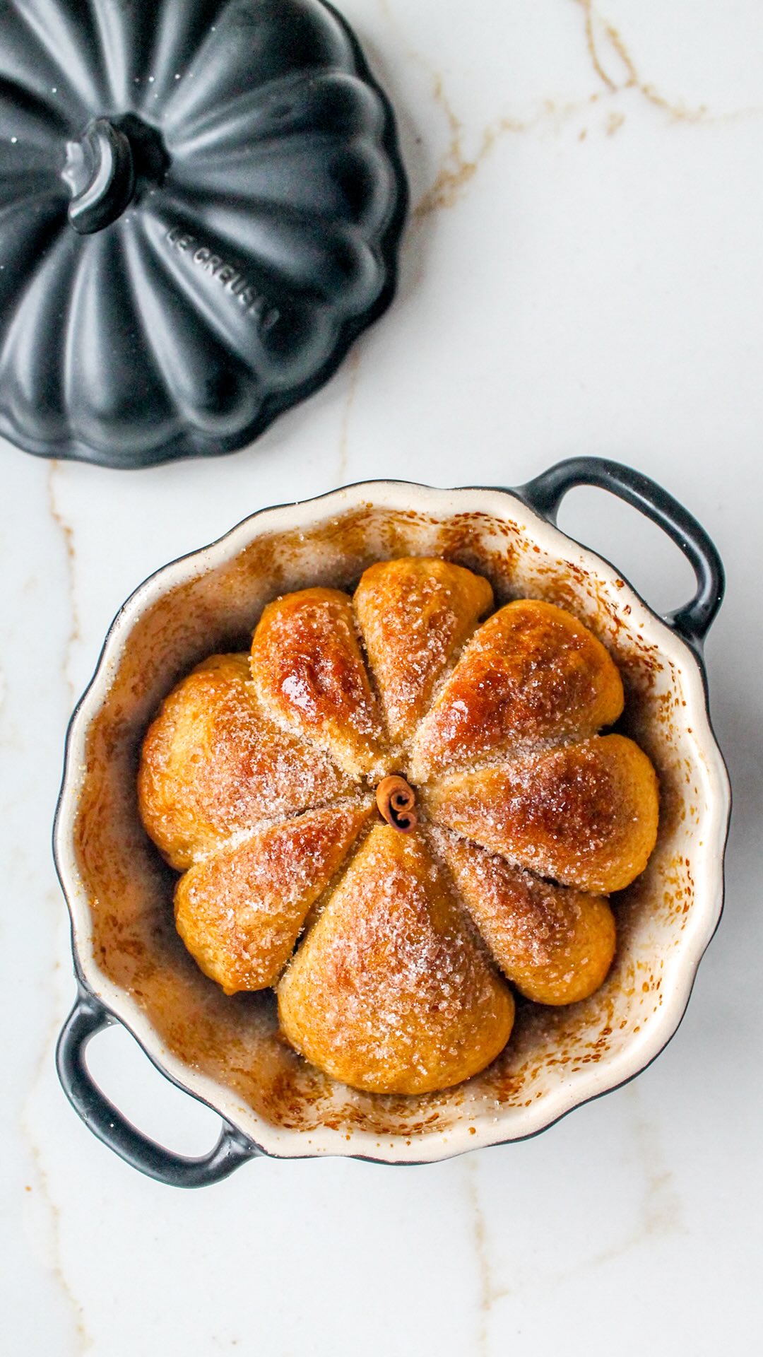 Instagram post by @bon__abbetit for Le Creuset. Caption reads: Comment “PUMPKIN” to get this recipe sent to your....