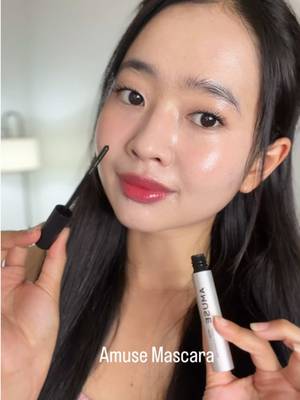 TikTok post by @glowwithsophiaa for AMUSE Seoul. Caption reads: My favorite mascara from @AMUSE Seoul 🫶🏻.