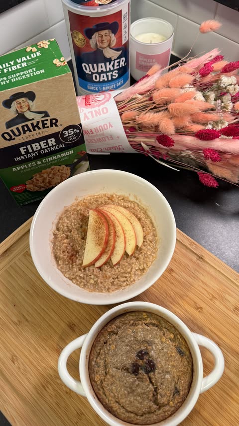 Instagram post by @saltsensitive for Quaker Oats. Caption reads: #ad No more skipping breakfast! I’ve been making....