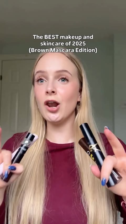 Instagram post by @kyrie_g_ for Sculpted By Aimee. Caption reads: BROWN MASCARAS HAVE CHANGED MY....