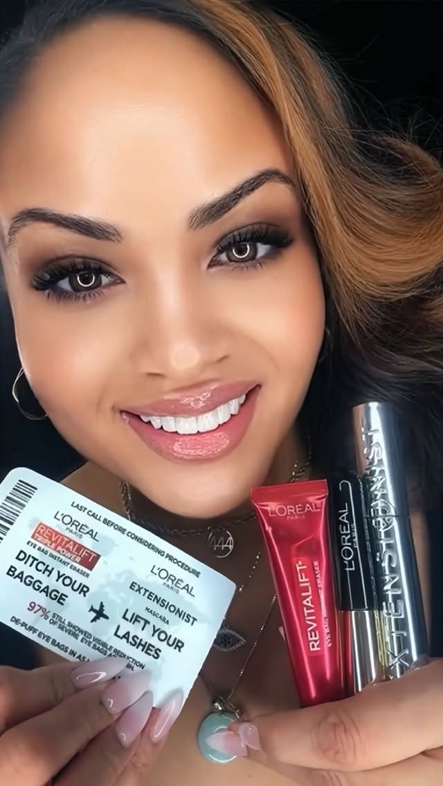 Instagram post by an influencer for L'Oréal Paris. Caption reads: Big eye energy 👀✨Make your eyes pop with only 2....