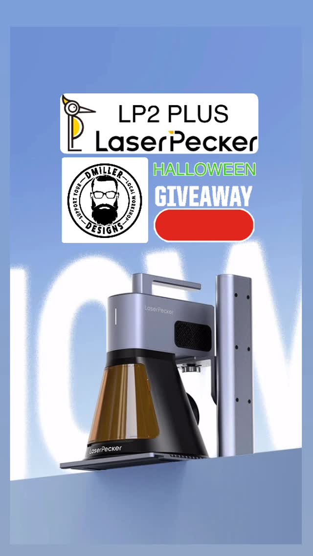 Instagram post by @dmiller.designs for LaserPecker. Caption reads: Giveaway CLOSED -Here are the details of this....