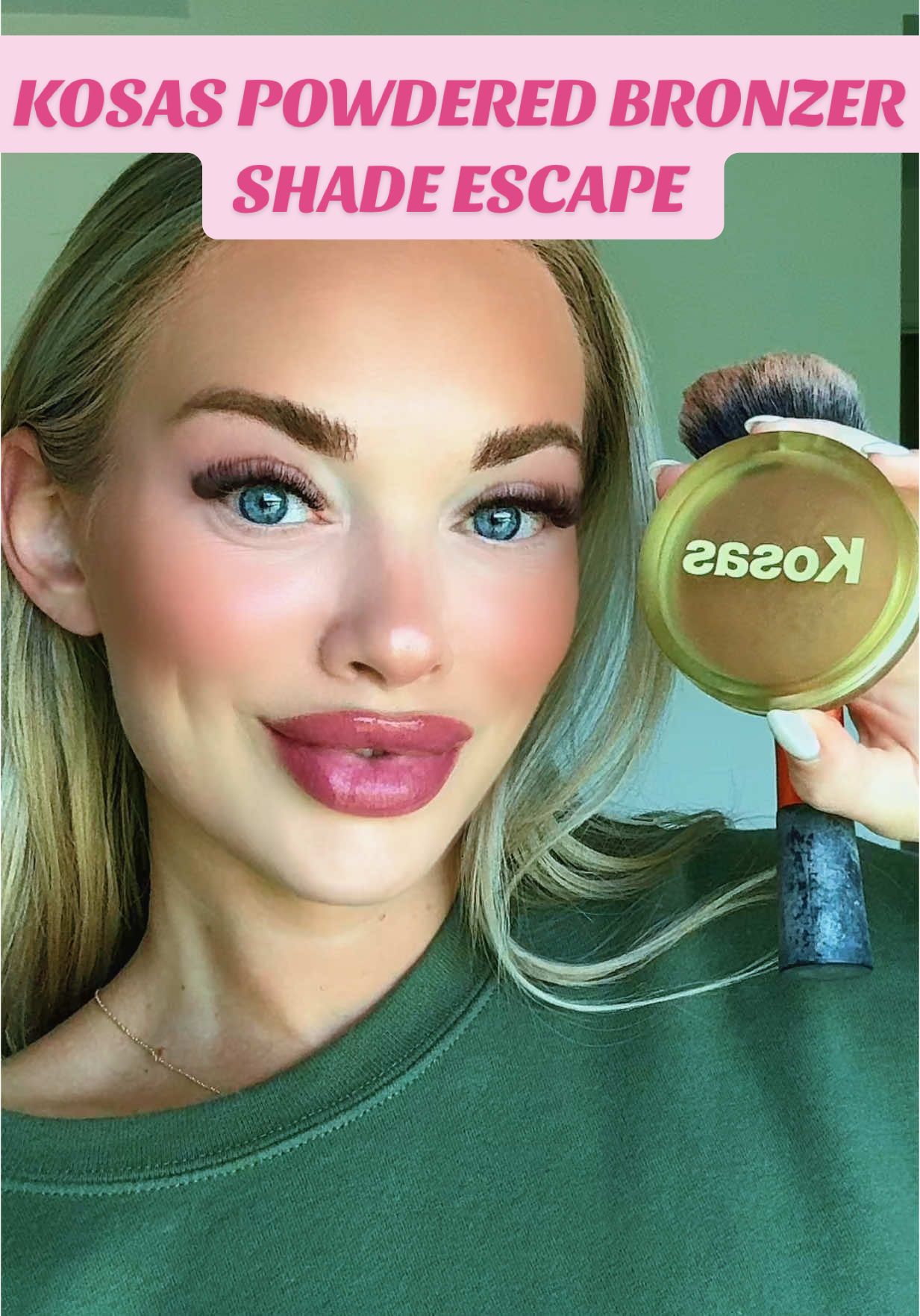 TikTok post by @mora_alyss for Kosas. Caption reads: This Kosas bronzer in ‘Escape’ is giving [...].