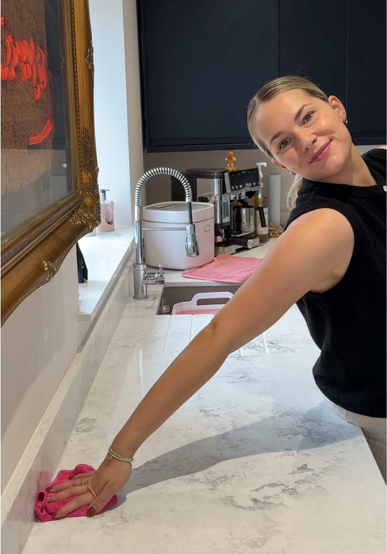 TikTok post by @rooshome for Erborian. Caption reads: ad Speed clean with me 🫧💗🧺 ft a quick lil reset....