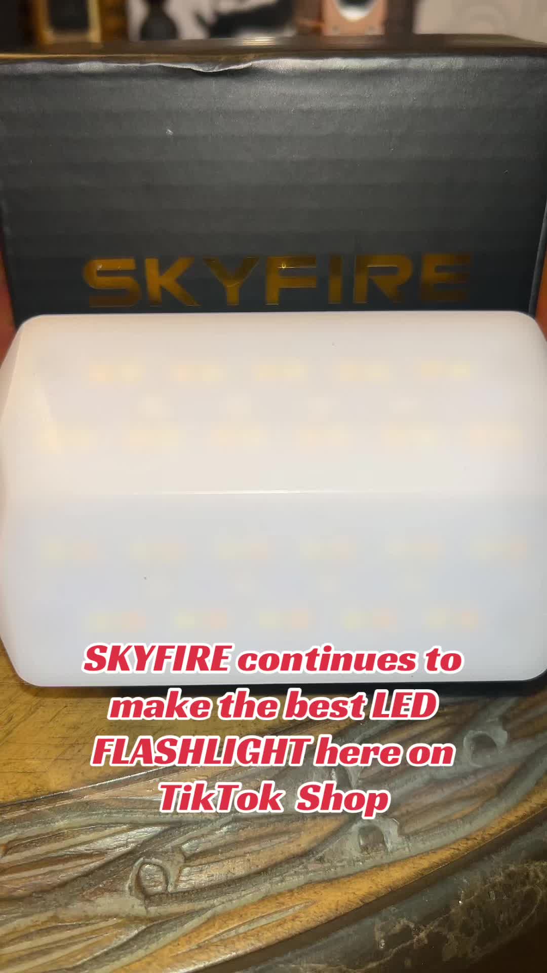 TikTok post by @markvela7royalty for Skyfire. Caption reads: #skyfire #skyfireflashlight #fyp #foryoupage [...].
