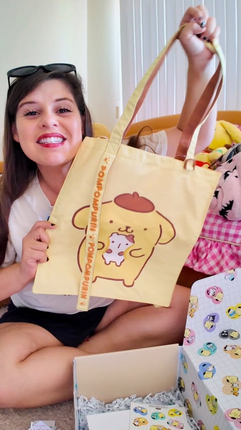 Instagram post by @chiaverse for Sanrio. Caption reads: [...] the POMPOMPURIN’s items I was sent by....