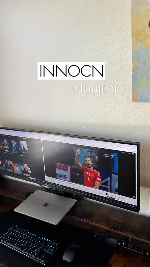 Instagram post by @sedafidanciozturk for INNOCN. Caption reads: With its massive 43.8” display, I’m pushing the....