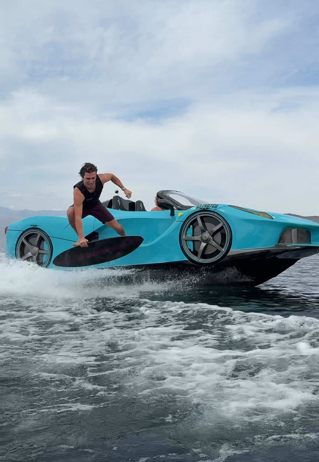 TikTok post by @samstudee for JOCKO FUEL. Caption reads: [...] off Supercar Boat into Wakesurf Wave @JOCKO....