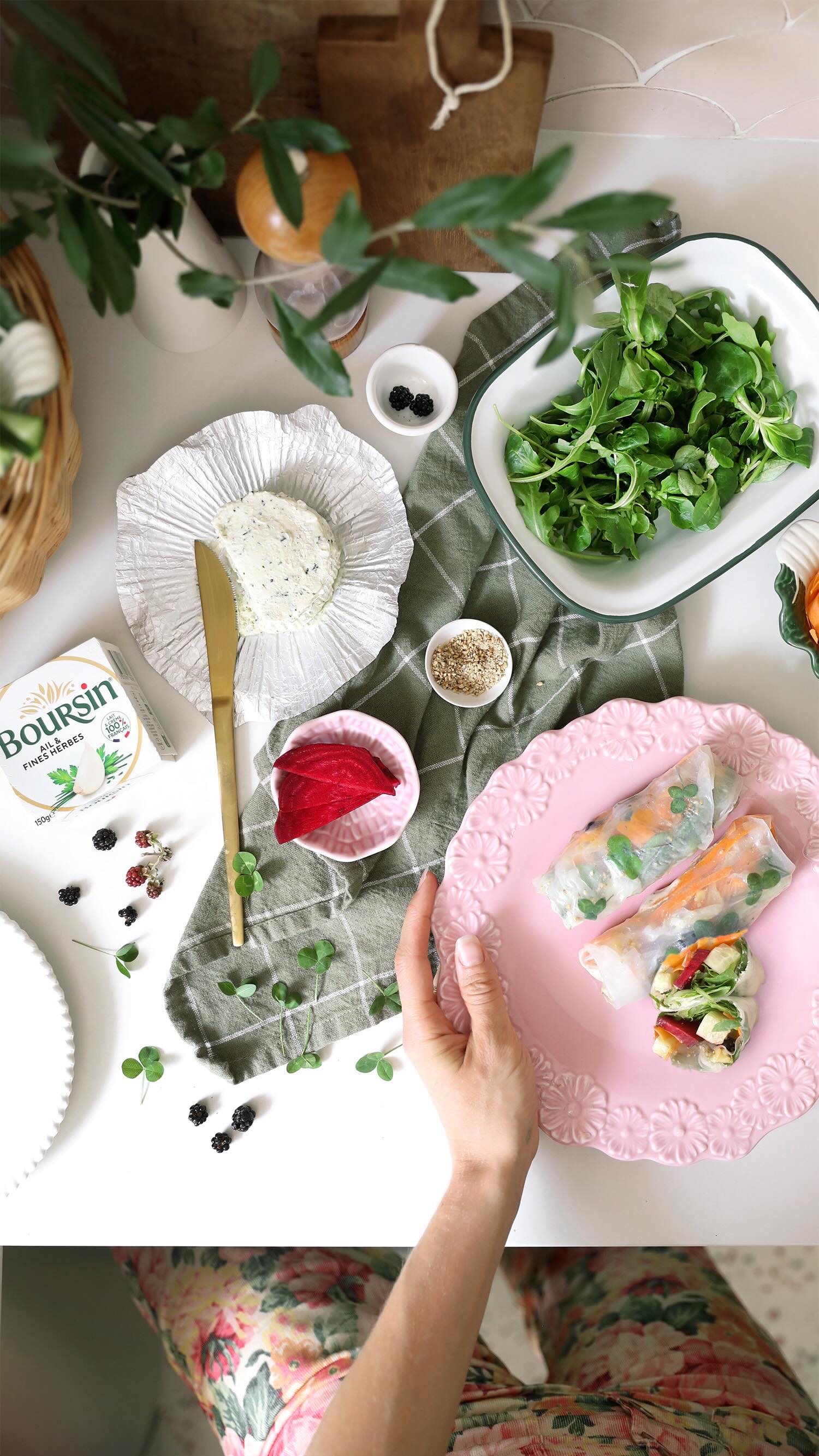 Instagram post by @maiacha_ for Boursin. Caption reads: RECETTE / Parfaite pour un pique-nique ☀️, je vous....