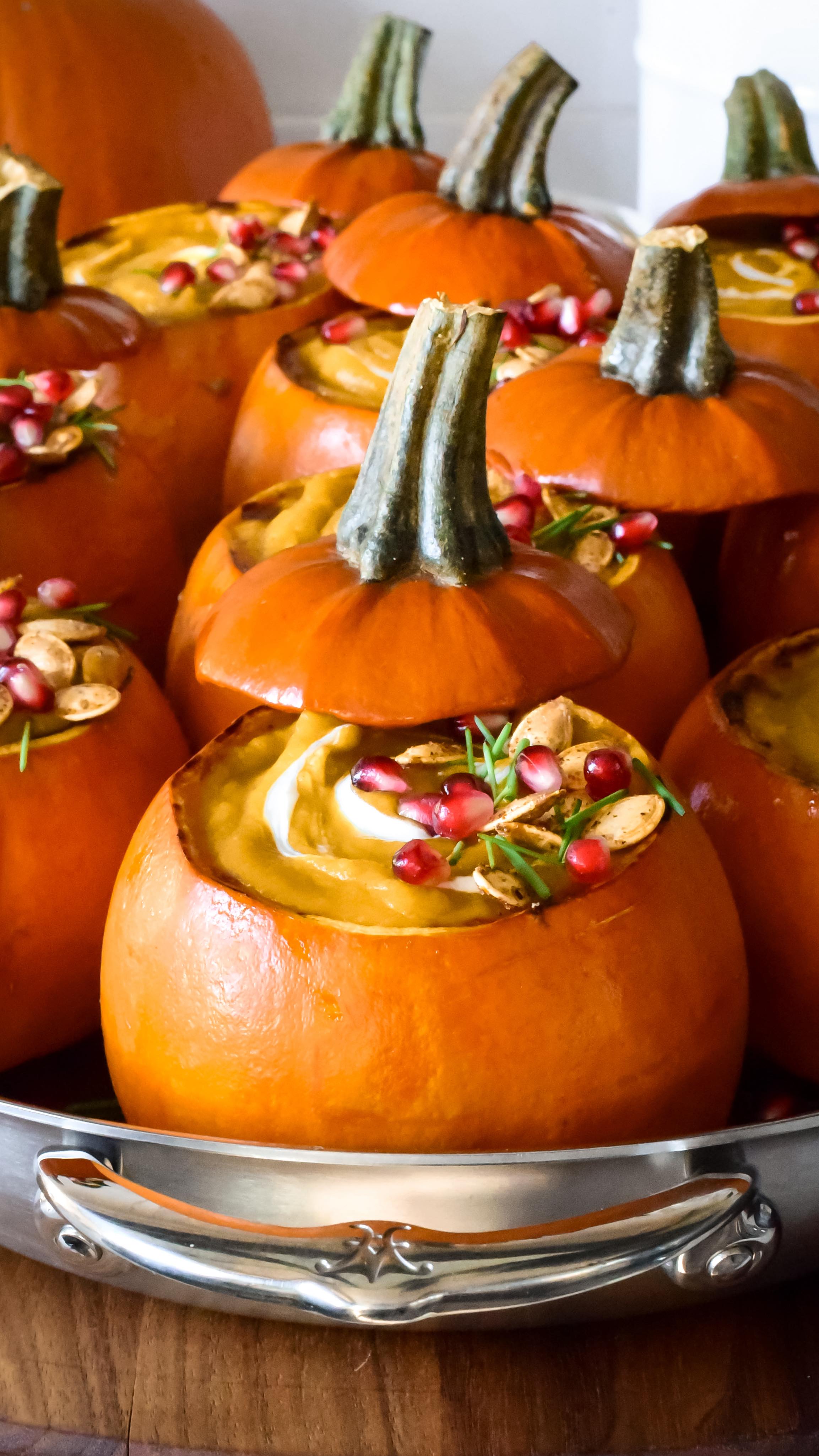 Instagram post by @zimmysnook for Hestan Culinary. Caption reads: Creamy Pumpkin Soup with Coconut Milk served in....