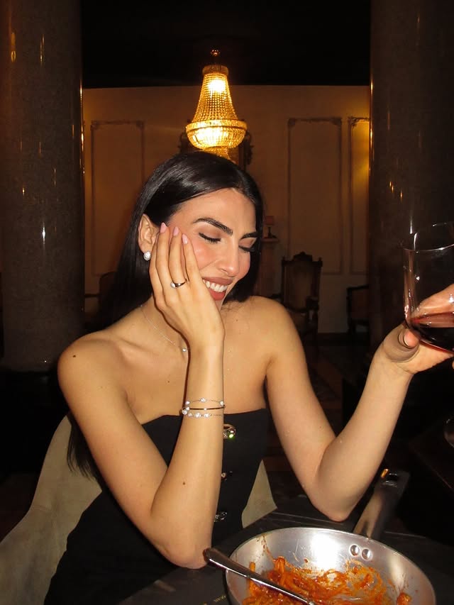 Instagram post by @giuliasalemi for Morellato. Caption reads: [...] my favorite pasta and my jewelry 🍝🍷....