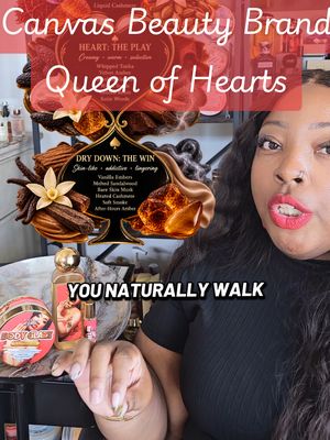 TikTok post by @divathegreat for Canvas Beauty Brand. Caption reads: 👸🏾 Queen of Hearts ❤️ @CANVAS BEAUTY BRAND A....