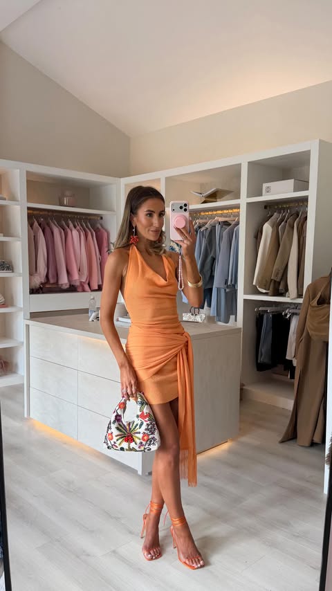 Instagram post by @georgia.louise1 for Meshki. Caption reads: Nobody does occasionwear like @meshki 🏹 ad....